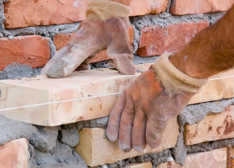 masonry work in action