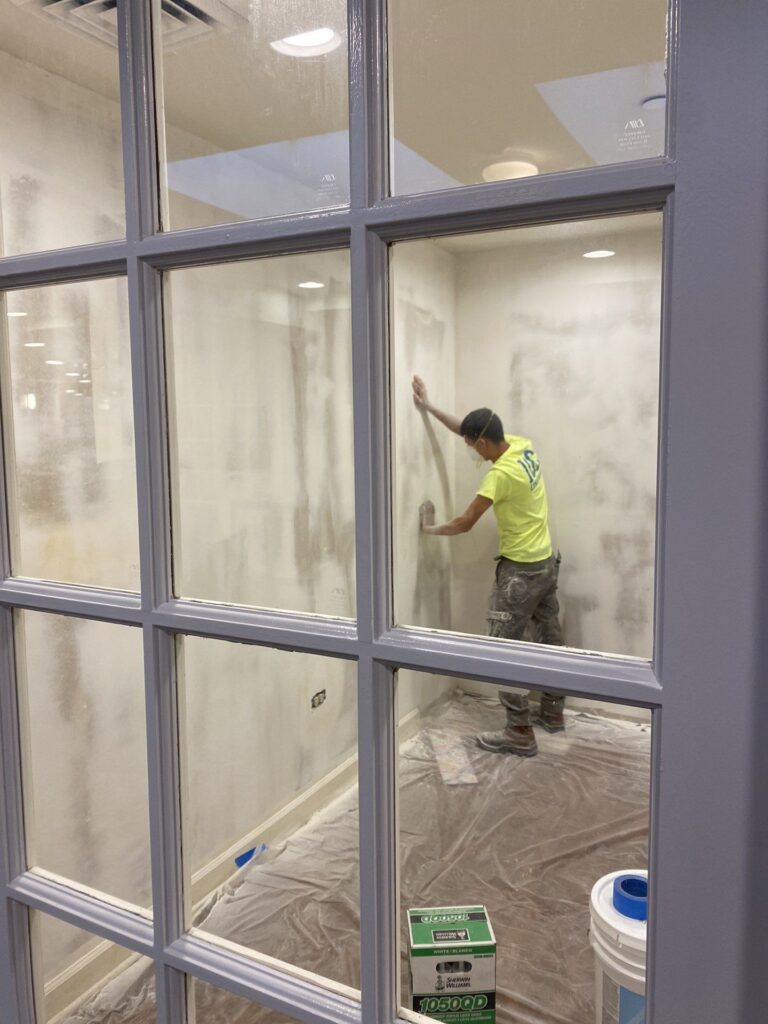 Construction worker renovating a retirement home