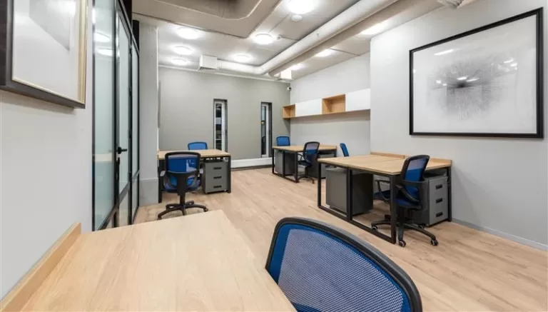 Flexible office workspace designed for productivity and collaborative meetings