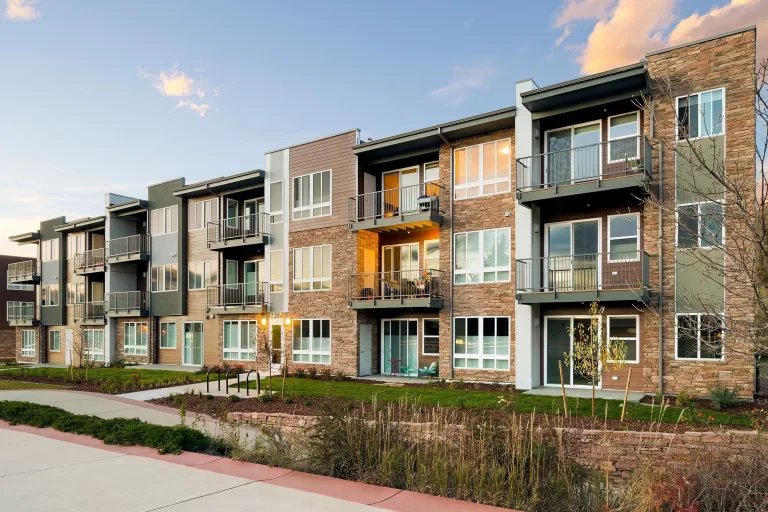 Modern multifamily housing exterior in Downers Grove Illinois