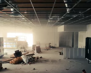 Commercial interior demolition in progress in Oak Brook Illinois