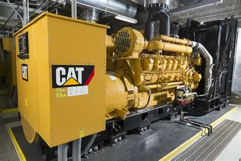 “Industrial CAT generator installed for emergency backup power in commercial facility.